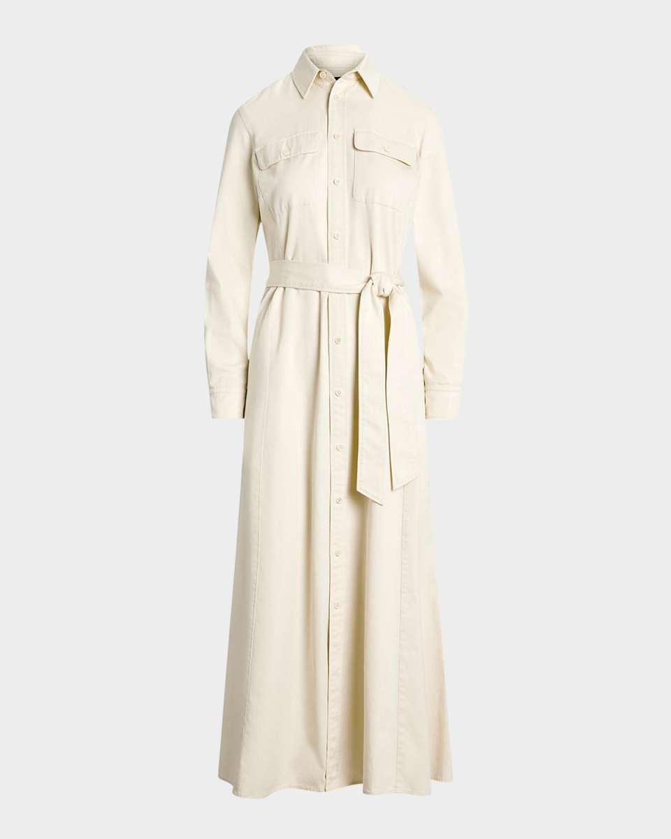 Belted Cotton Twill Shirtdress